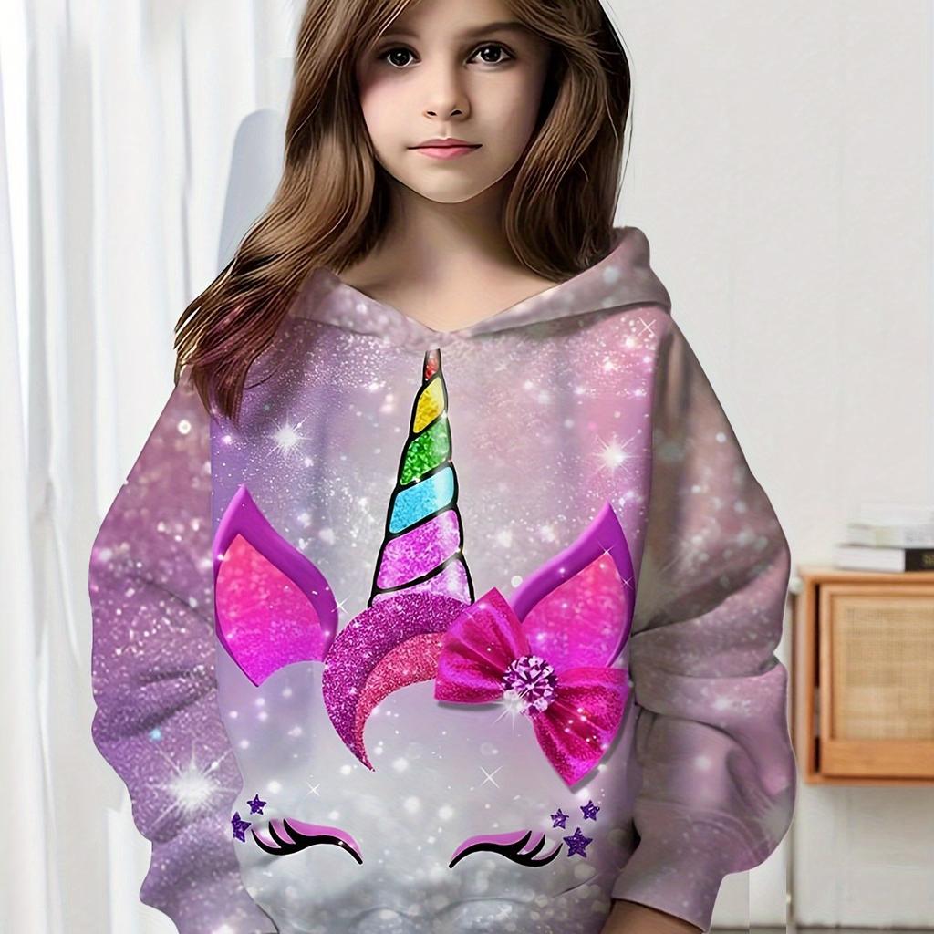 Kids Clothes Girl Hoodies Long Sleeve Cartoon 3D Print Children Spring Fall Clothes Casual Cute Outdoor Child Girl Clothes Tops
