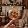 Decorative Acrylic Christmas Ornaments Tree Crystal Ball Pendant with LED Light, Built-in Christmas-themed Gift for Family Pattern Design, Hanging