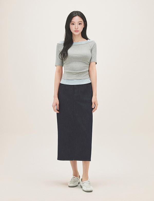 ROEM Color Block Layered T-Shirt Rmhwg24Rt1