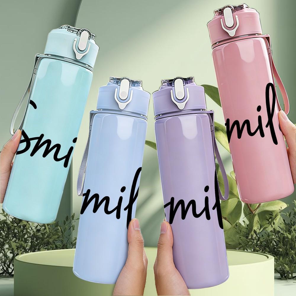 1PC Smile Heart Minimal Line Art Print 750ml Color Plastic Sports Water Bottle Leakproof Flip Straw Lid Suitable for Sports Office Home Use