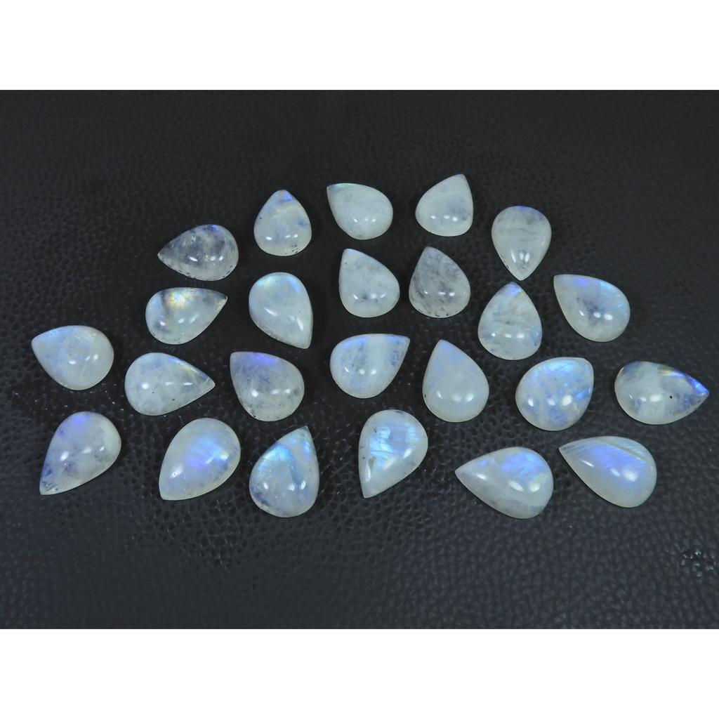 13X18MM Natural Rainbow Moonstone Pear Cabochon Loose Gemstone 24Pcs Lot C-1782