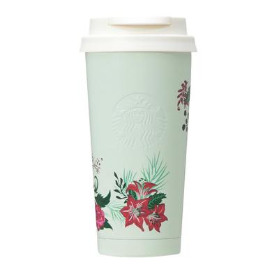 Starbucks Holiday 2023 Stainless Steel TOGO Logo Tumbler, Poinsettia Mint, 473ml