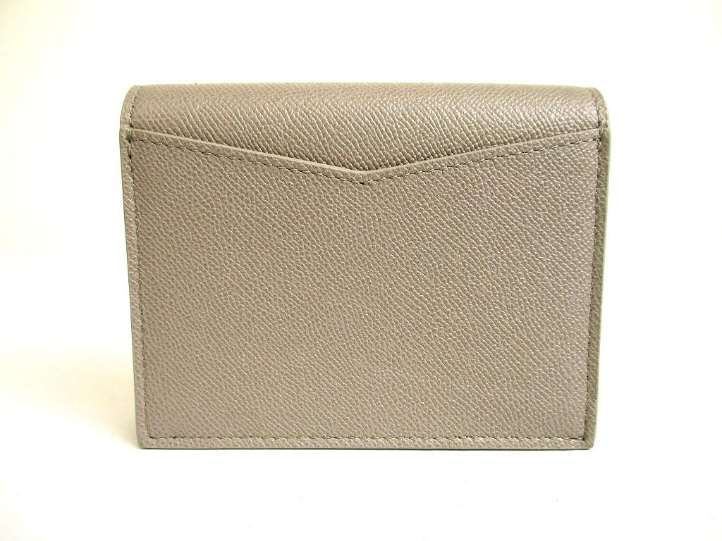Authentic BVLGARI Light Gray Grain Calf Leather Business Card Case Card Holder #a998   Refurbished