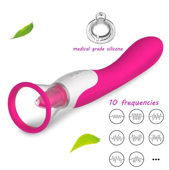 Oral Sex Licking Tongue  Breast Suction Cup Vibrating Clitoral Massager Clitoral s