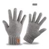Men's Warm Gloves Winter Touch Screen Knitted Gloves with Leather Label Windproof Motorcycle MTB Bike Cycling Glove Mitten