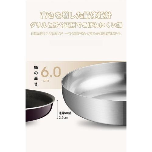 Shaneer Stainless Steel Flat-Bottom Nonstick Frying Pan [20-32cm] Made with Food-Grade Safe Materials, Free of Harmful Substances, Multi-Layer Constru