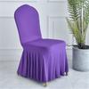 Pure Color Pleated Skirted Chair Cover Full Wrap Dustproof Seat Cover Washable Removable Elastic Chair Cover