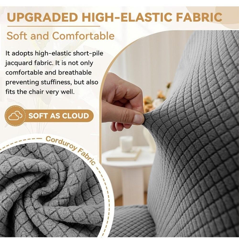 High-elastic Dining Chair Cover Jacquard Dust-proof Stool Slipcover Anti-slip Soft Integrated Seat Cover for Home Decoration