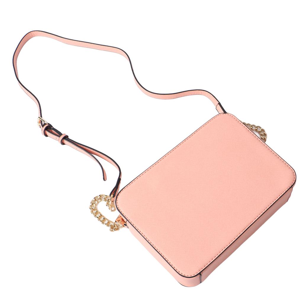 Women Chain Shoulder Bag Adjustable Large Capacity Zipper Vintage PU Shoulder Bag Pink Free Size