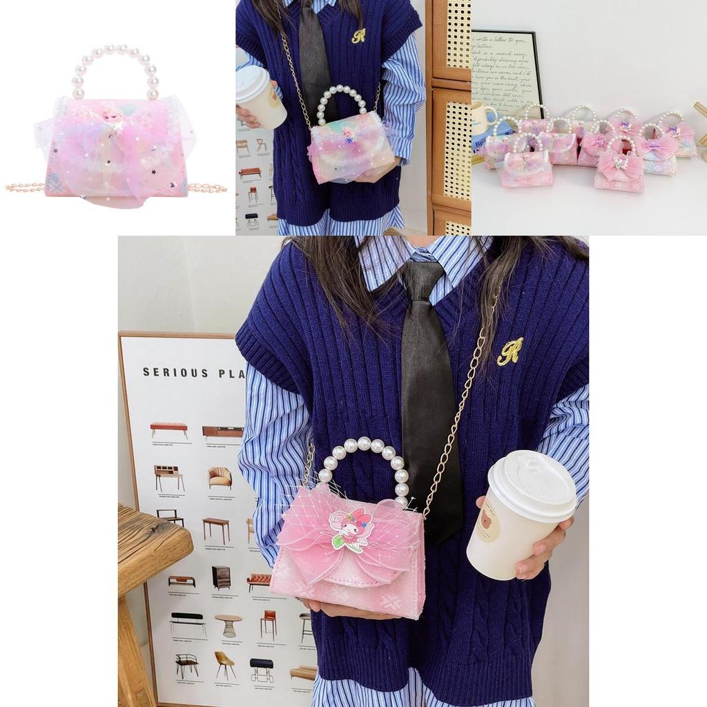 Charming Princess Pearl Handheld Bag With Lace For Girls Aged Three To Nine Years