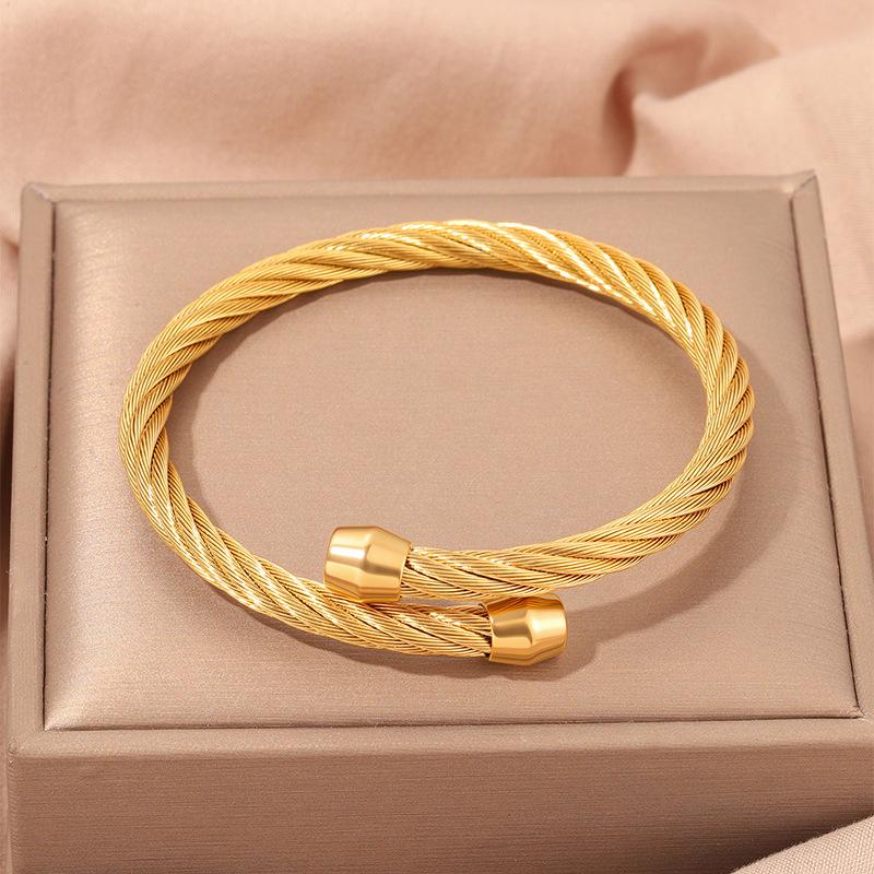 Popular, Personalized Trend, Retro Stainless Steel Winding Geometric , Pearl Steel Wire