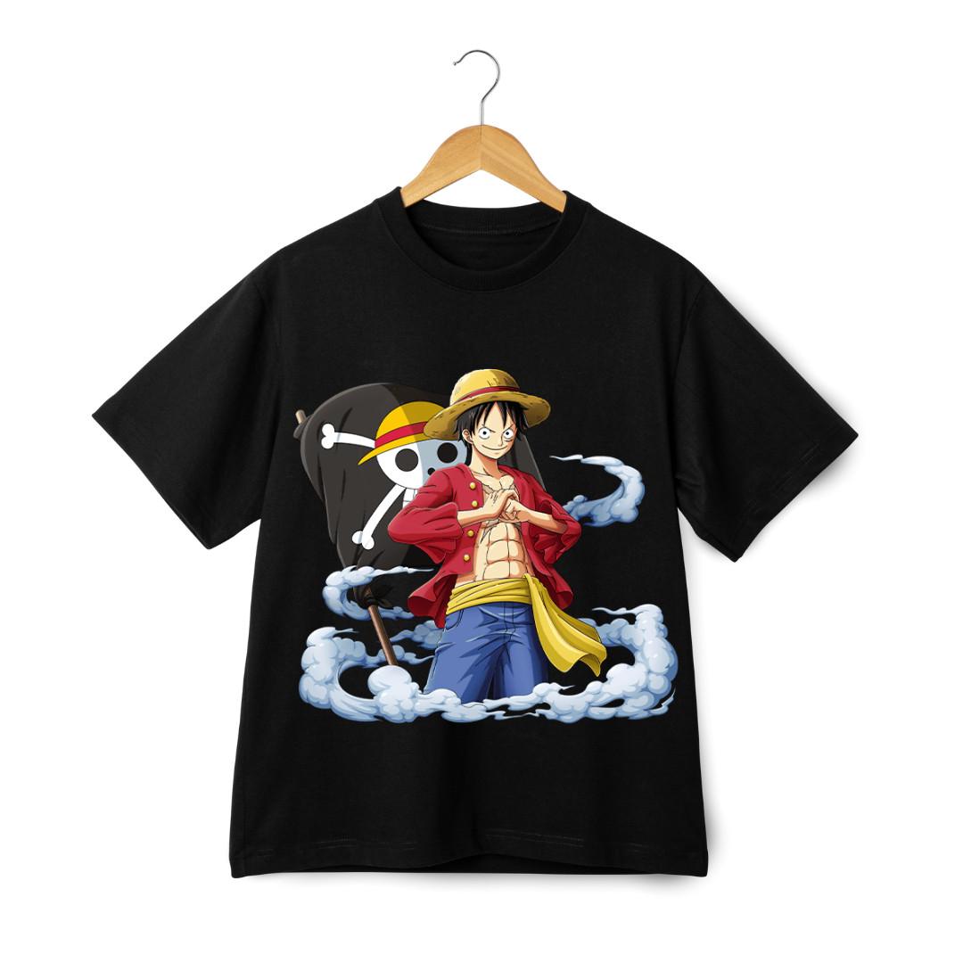One Piece Luffy Pirate King T-Shirt Mens Womens Tees Top – Anime Graphic Tee w Straw Hat Flag Design 3XL