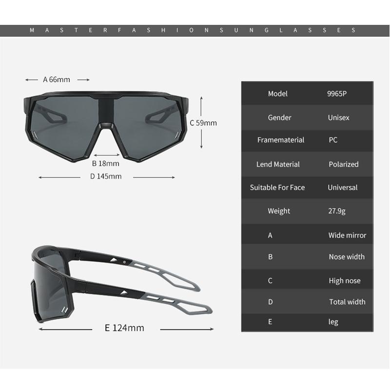 Modische Radbrille Trendige Outdoor-Sport-Sonnenbrille mit integrierten Kühlkörpern Bunte polarisierte Sonnenbrille 9965P