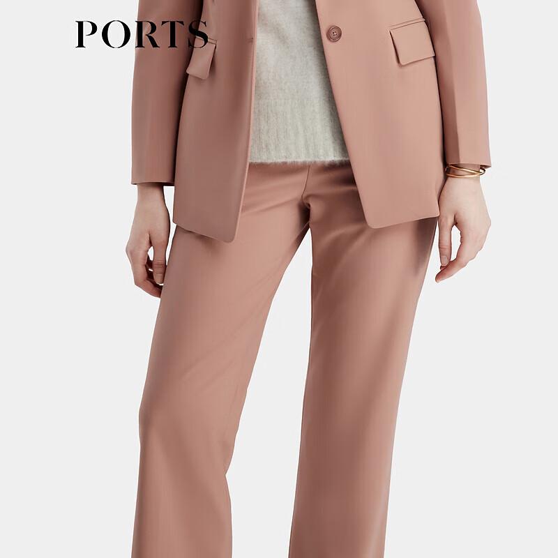 PORTS Women's Oak Brown Wool Blend Straight-Leg Pants