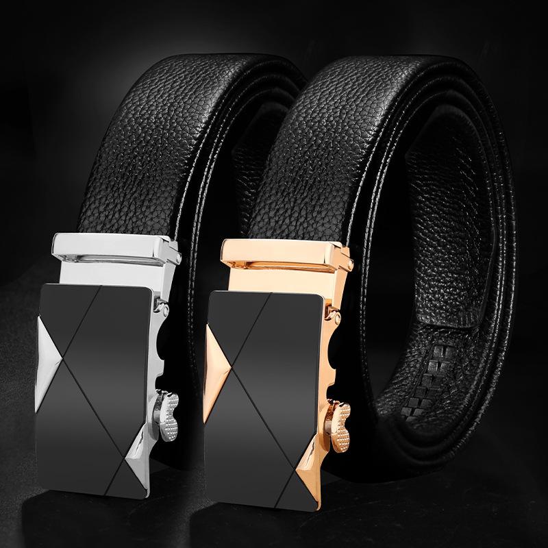 First Layer Cowhide Automatic Buckle for Men's New Belt Casual Business Simple and Versatile Middle Aged and Young Trousers Belt for Men