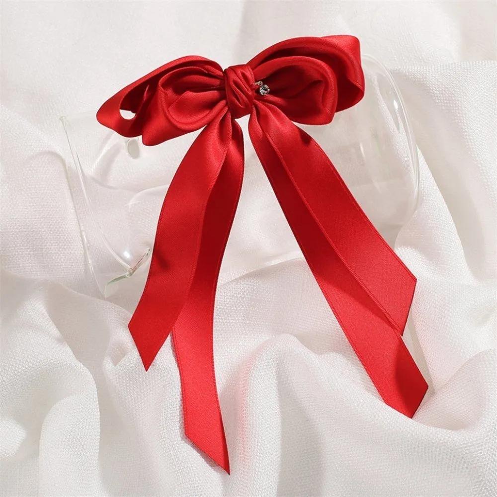 Angel Shushu Satin Long Ribbon Automatic Hairpin Red Updo Hairpin Women s Hairpin Bangs Pin Women s Hairpin Claw Clip