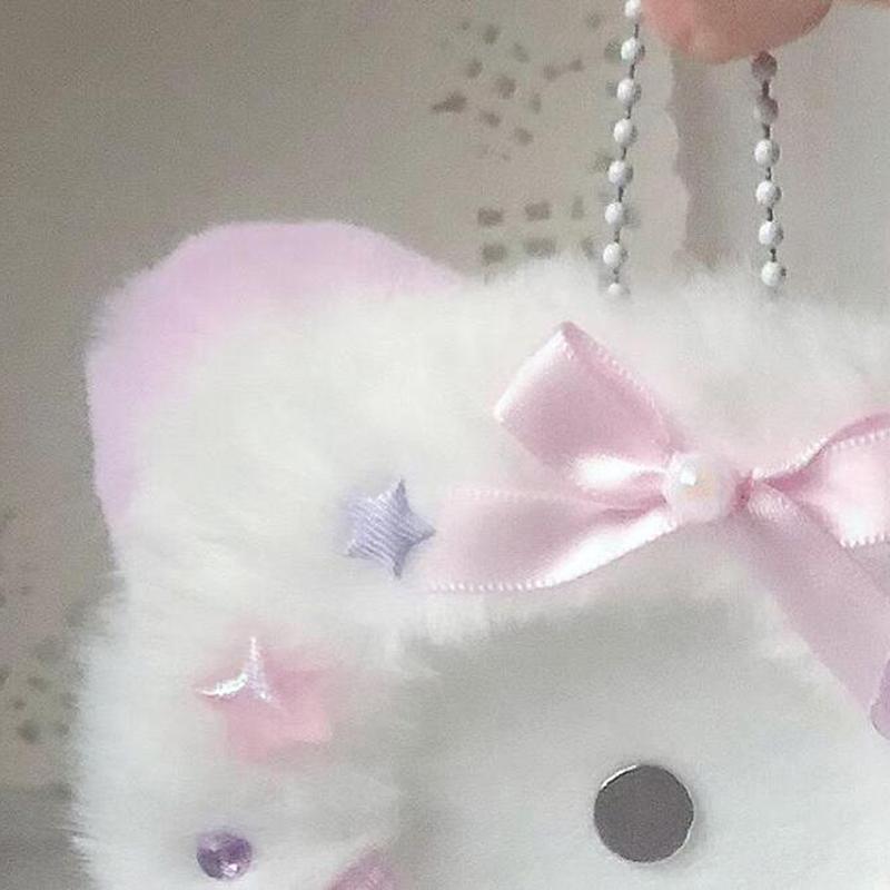 1 Stück Süße Katzenohren Plüsch Handgefertigter Abzeichenhalter Schmerzverpackung Schmuck Schlüsselanhänger Für 58mm Abzeichen Tasche DIY Zubehör