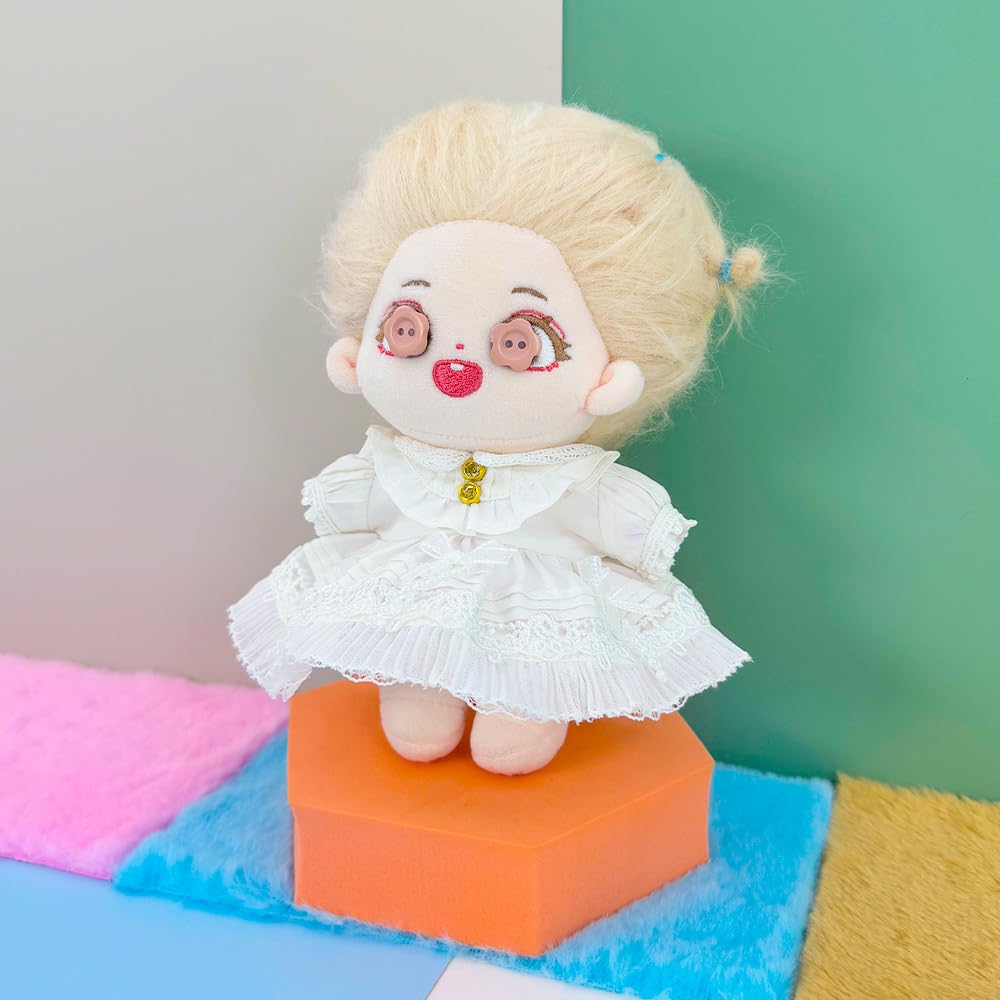 Niannyyhouse 15cm Plush Clothes Royal White Princess Cotton Doll Interchangeable Dress, Dress, Clothes,