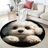 Black Bichon Pattern Round rug,Carpet Rug for Living Room Bedroom  Playroom ,Non-slip Floor Mat,Holiday Gifts and Birthday Gifts.