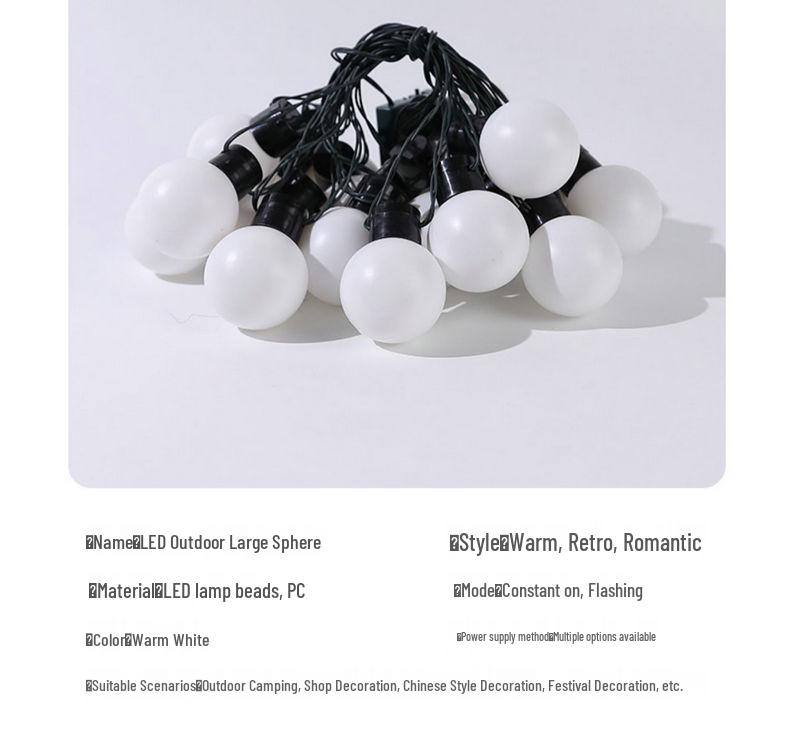 Słoneczne LEDowe Girlandy G50 Kule - Wodoodporne Zewnętrzne Białe Kule Świetlne do Kempingu, Markizy, Dekoracji Namiotu