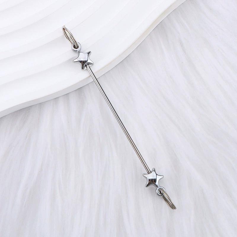 WTEMPO Creative Heart-shaped Design DIY Beaded Rod Kit Keychain Making Accessories Beadable Keychain Rods Blank Cute Keychain Decorative Bars