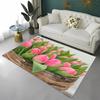 Krásný 3D tištěný koberec s tulipány do obývacího pokoje, ložnice Alfombra Protiskluzový měkký kusový koberec Pohovka Vstupní rohožka Domácí rohožka Dekor Tapete