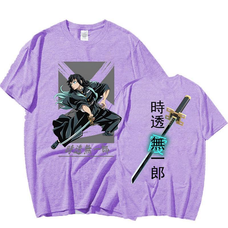 New Anime Tokitou Muichirou Print Short Sleeve T Shirts Women's Men's Crew Neck T-shirts Summer Comfy Soft Tees Tops