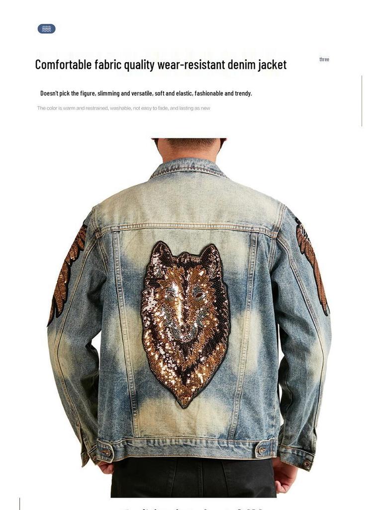 Xintang Men's Distressed Denim Jacket 2025: Trendy Ripped Retro Pique Casual Jacket