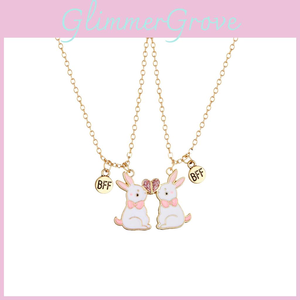 Enchanting Bunny Themed Necklace Set For Children Featuring Colorful Heart Design For Easter