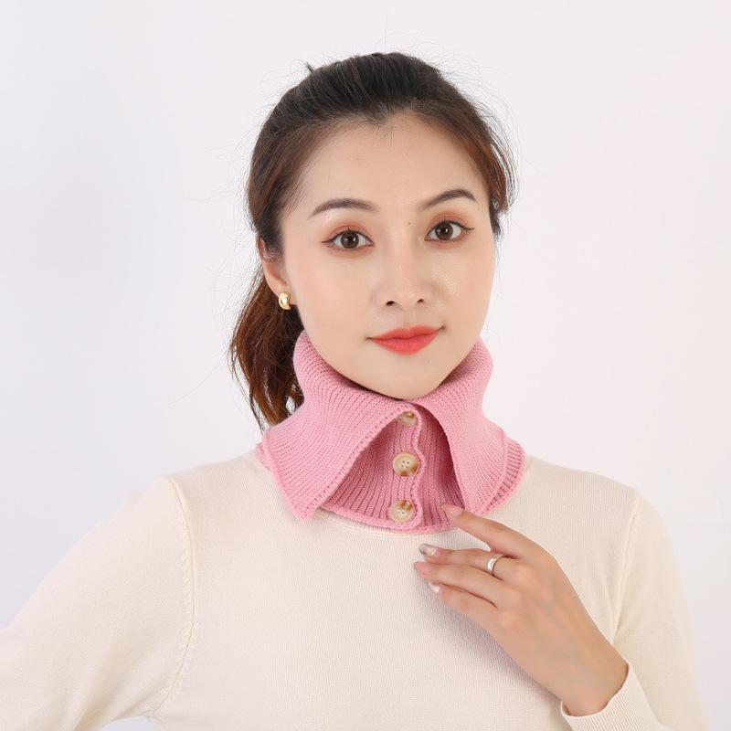 Autumn and winter new fashion men's and women's high neck buttons woolen snood warm knitted fake collar neck pads head and neck covers