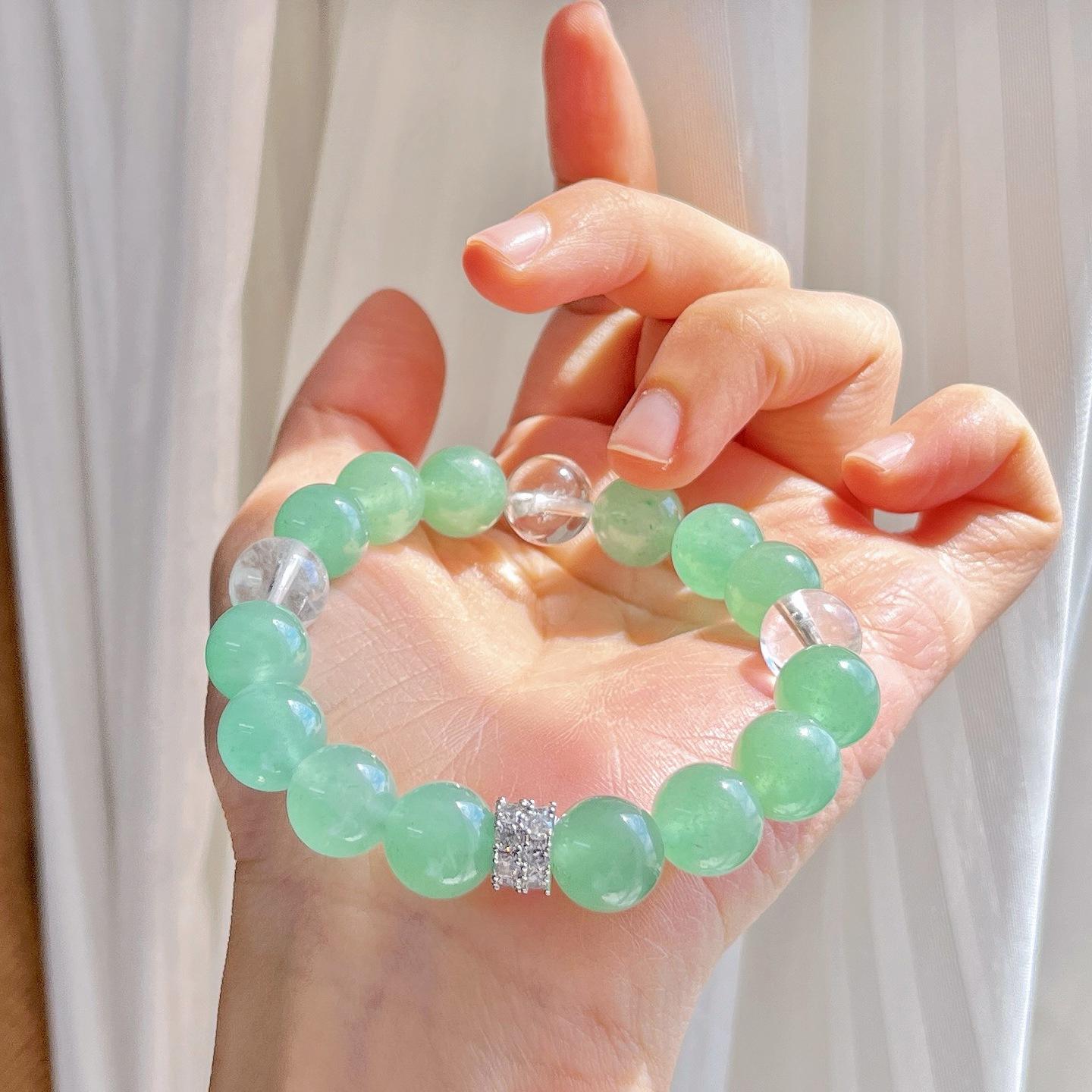 10Mm Aventurine Natural White Crystal Design Bracelet
