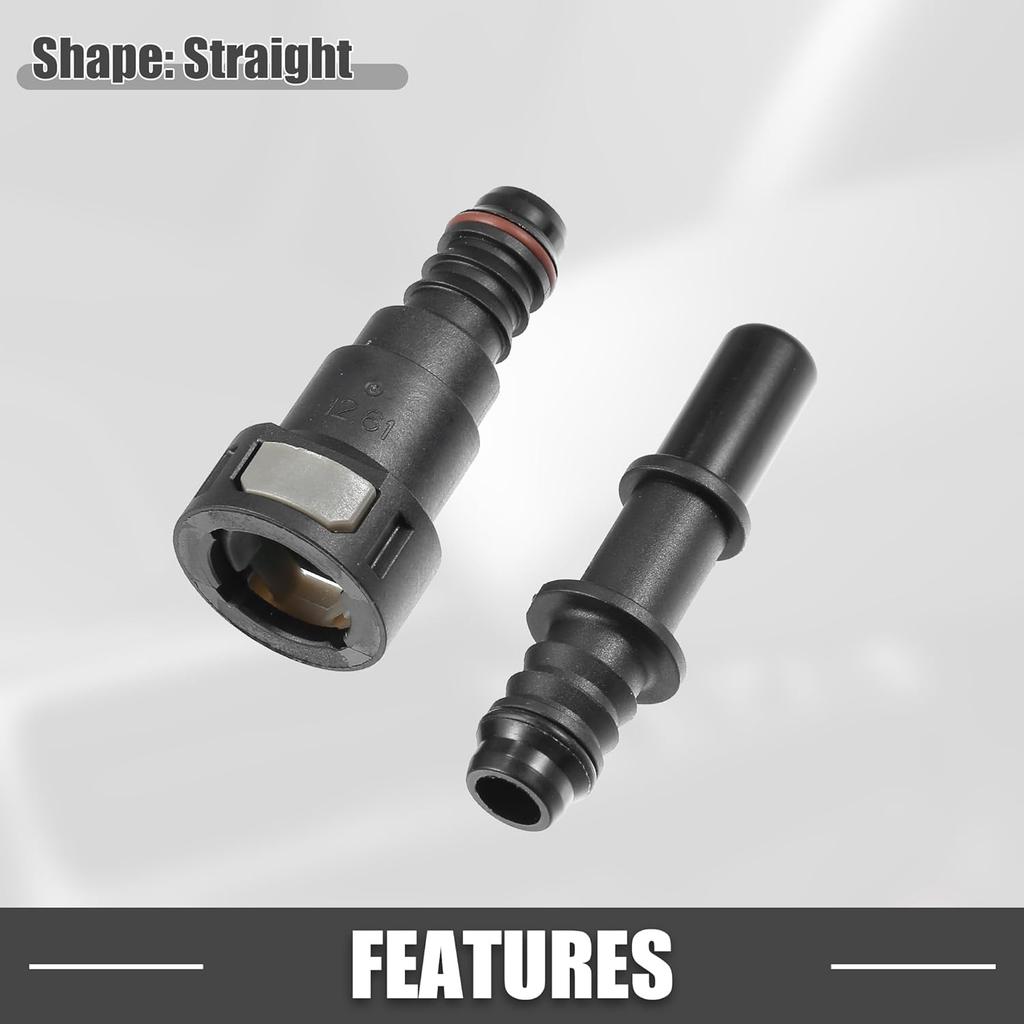 Car Fuel Line Hose Quick Release Connector Kit Straight 1/2" 12.61mm SAE to 1/2" 12mm Disconnect Hose Plastic Gray