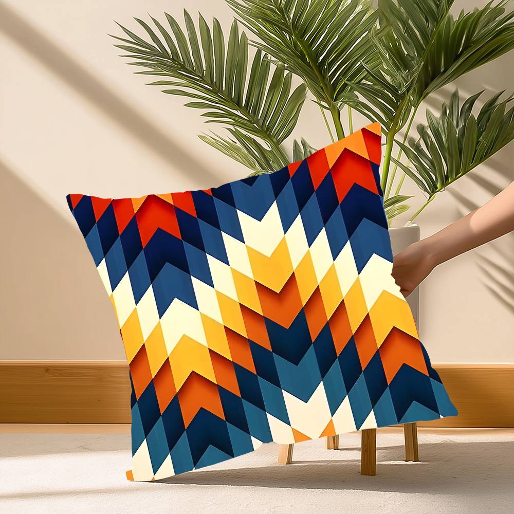 Спокойная Геометрическая Цветная Наволочка Мягкая Плюшевая Ткань Двусторонний Принт Декоративная Для Дома Гостиной Подарок Наволочка 12x12Inch