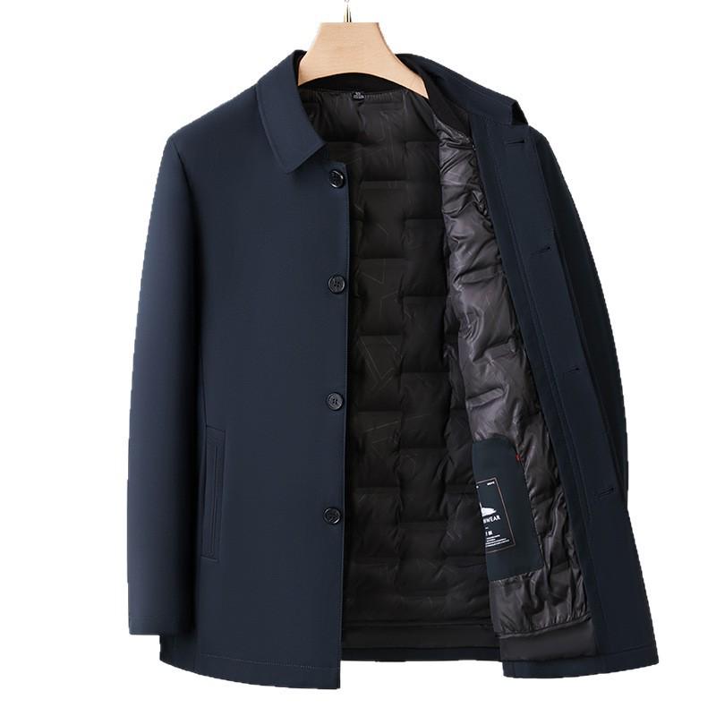 Men's Lightweight Business Casual Down Jacket - Warm Autumn/Winter Outerwear for Middle-Aged/Elderly