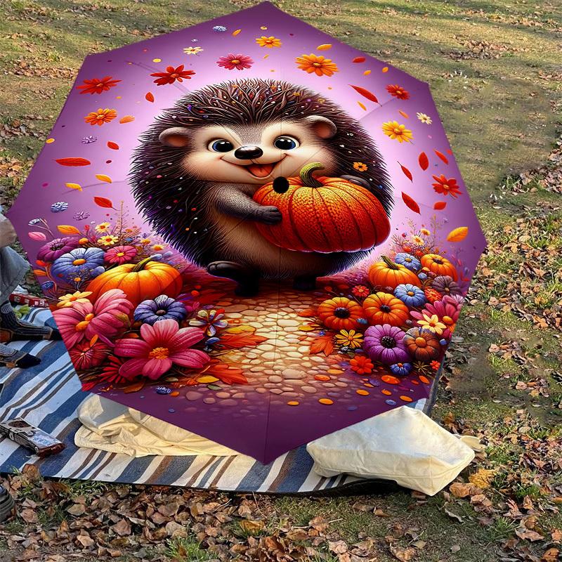 1PC Hedgehog, PumpkinAutomatic Open/Close Umbrella with Windproof, 8-Rib Sturdy Canopy, Durable Ribs, Fashionable Design1262A