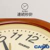 Casio Wall Clock, Brown, Analog, Wooden Frame, Wooden, Wood Grain, Quiet, Continuous Second Hand, IQ-136-5JF