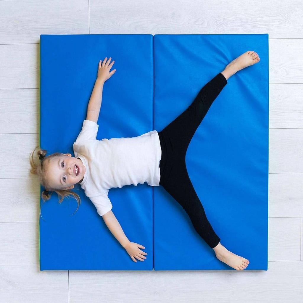 gymnastic mat Comet 100x100x10 two-piece - blue/yellow
