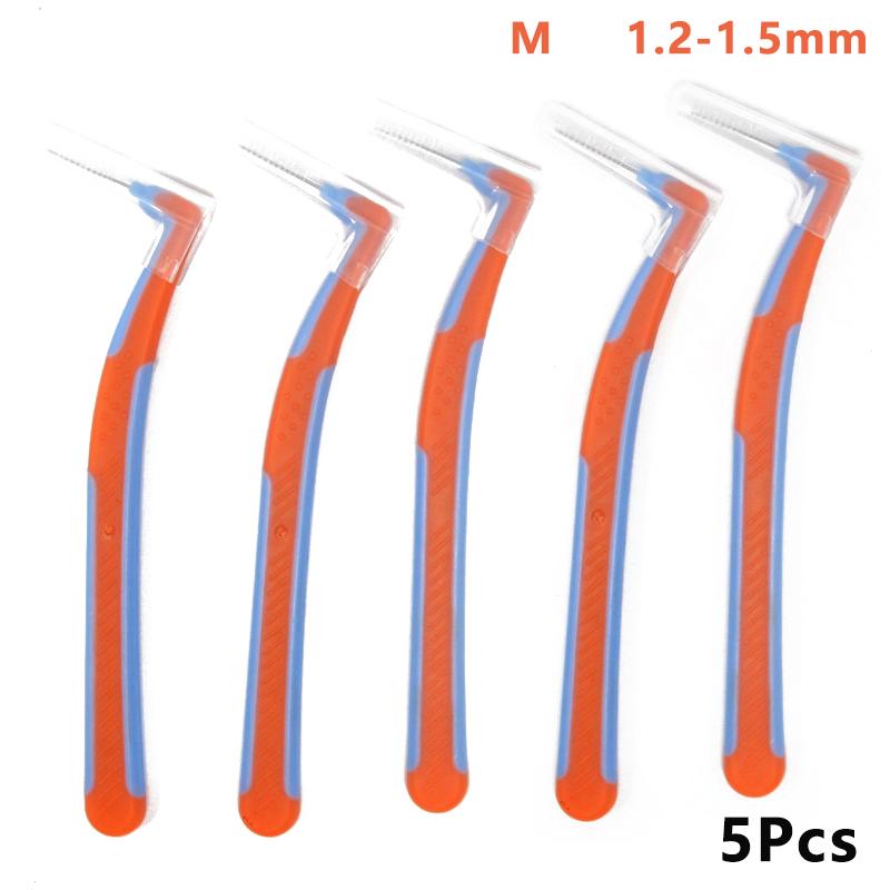 Lot de 5 brosses interdentaires en silicone en forme de L pour retirer les cure-dents, outils de nettoyage buccal multicolores, fournitures de matériel dentaire
