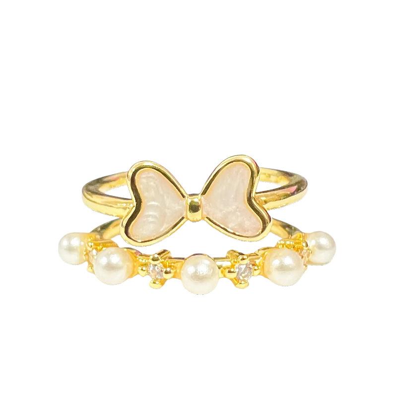 Niche Design Unique Flower Bow Student Party Opening Ring Fashion Light Luxury High Sense Ring Women