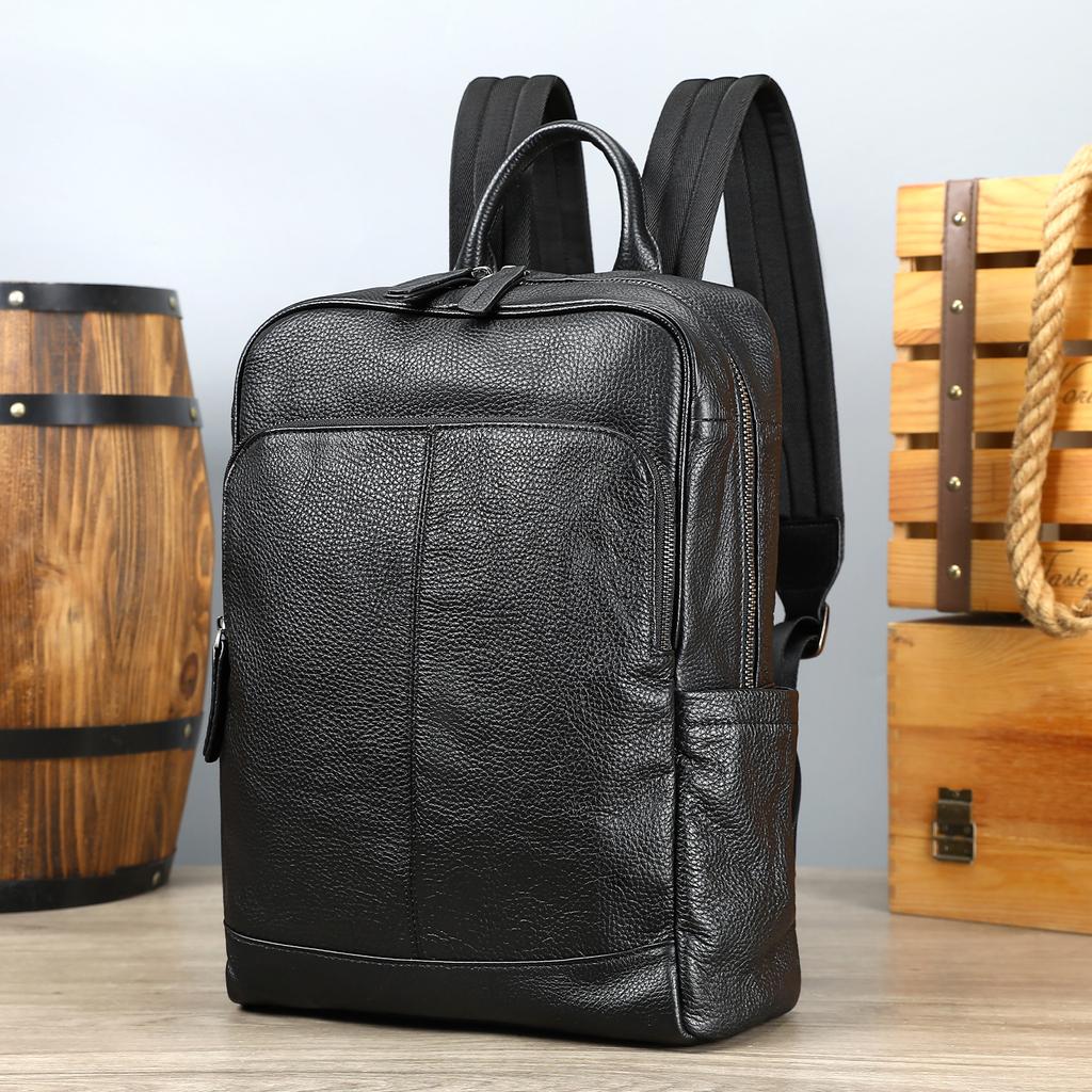 Hot Selling Men's Backpack, Business Casual Top Layer Cowhide Backpack, College Student 14 Inch Computer Backpack