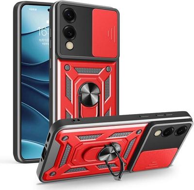Protective Case - BOOLING - for Samsung Galaxy S25 Edge - Shockproof - Red - Sliding Camera Protection