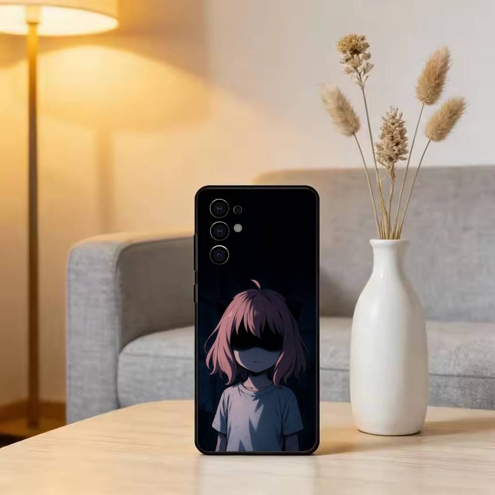 Cute Anya Forger Spy-Family Phone Case For Samsung S25,S24,S21,S22,S23,S30,Ultra,S20,Plus,Fe,Soft Silicone Black Cover