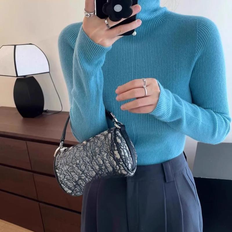 Autumn and Winter Slim Fit Turtleneck Knitted Sweater Women Tops Long Sleeve Casual Base Women's Sweaters Soft Warm Fashion Female Knitwears 25252