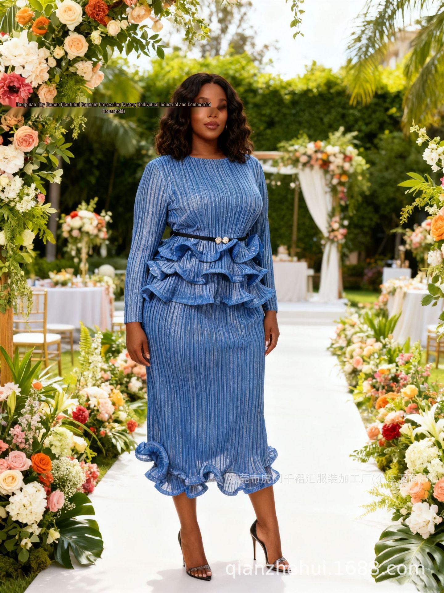 Miyake Pleats Elegant Plus Size Hot Stamping Two-Piece Skirt Set One Size