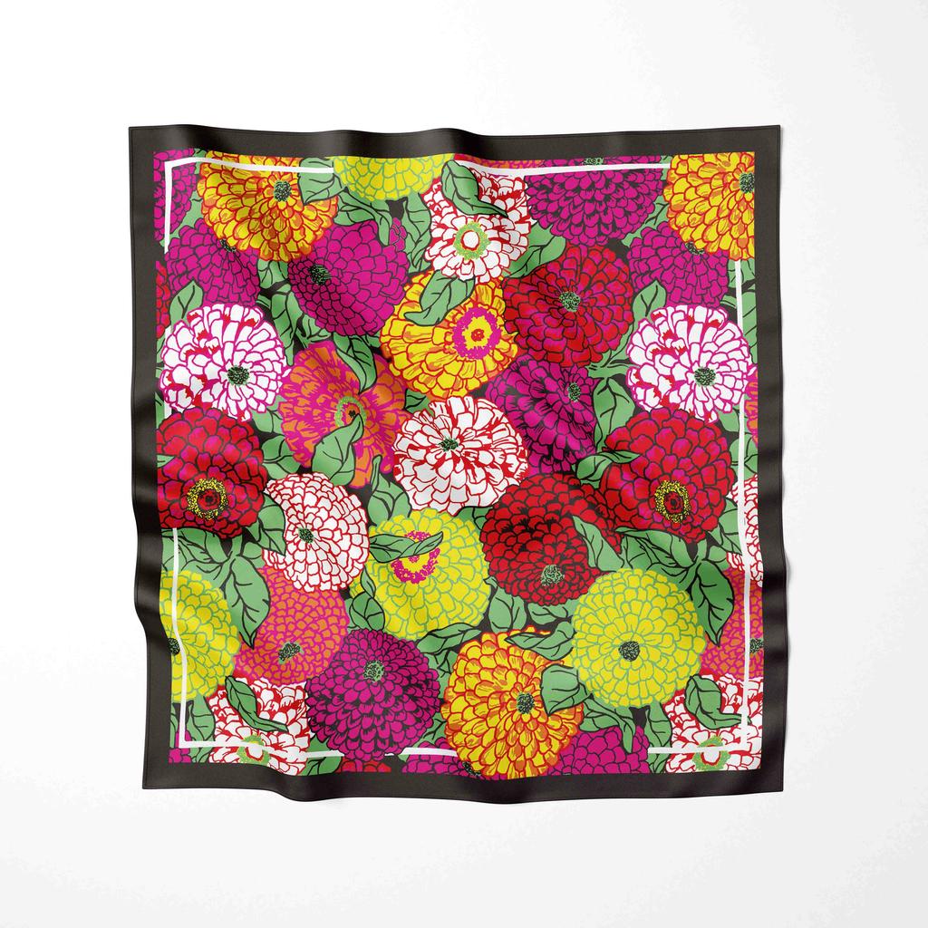 Silk Scarf 70x70cm Square For Women Fashion Floral Printed Shawl Wrap Spring Summer Neckerchief Hair Lady Winter Scarves