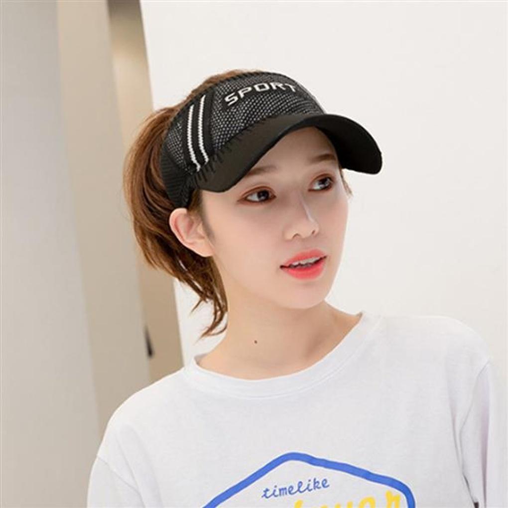 Band-type sports sun cap (black) / golf tennis visor sun cap