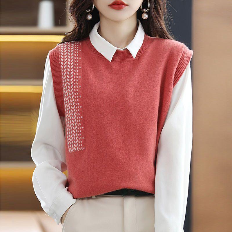Elegant Solid V-Neck Sleeveless Sweater Vest for Women, Spring & Fall Fashion