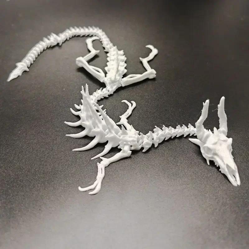 3d Printing Skeleton Dragon Dragon Skeleton Model Ornaments Toys DIY Decoration Jewelry Full Body Moving Skeleton# Color: White