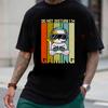 Do Not Disturb I'm Gaming Slogan Retro Motorcycle Men T-Shirt Cotton O-neck Short Sleeve Hip Ho