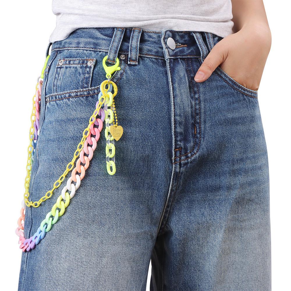 Candy Color Heart Pendant Belt Chain For Men And Women Fashion Accessories